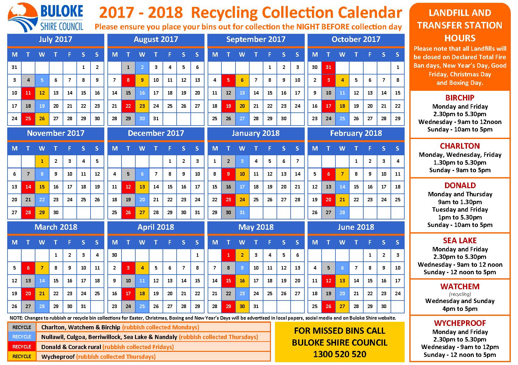 2017-2018 Recycling Collection Calender - FINAL